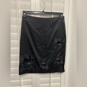 World Republic Black Lined Skirt with Silver Embroidery Size 12